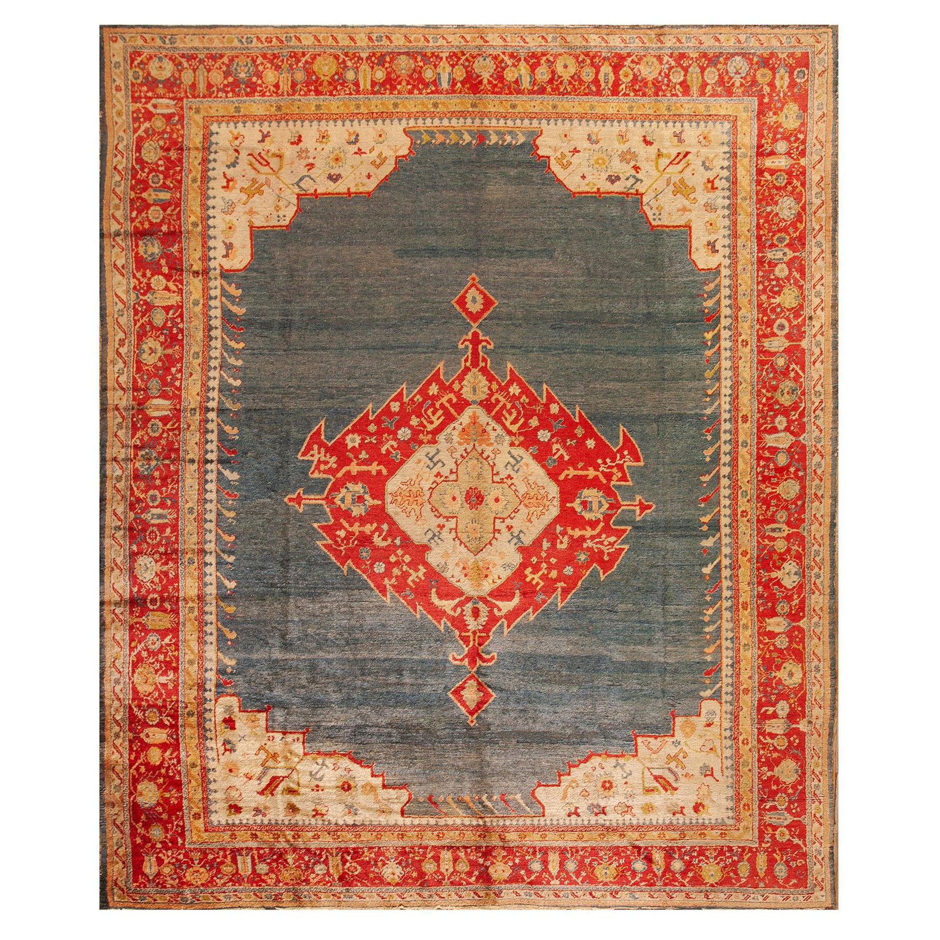 Tappeto turco d'angora Oushak del XIX secolo (  10' x 12'4'' - 305 x 375 )