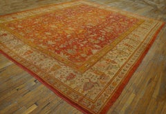 Antique Tribal 19th Century Rustic Turkish Angora Oushak Carpet