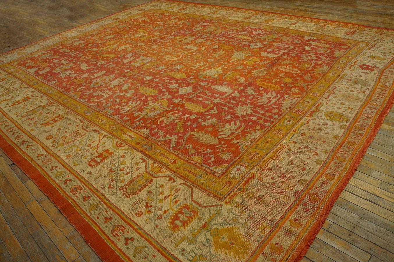 Hand-Knotted 19th Century Turkish Angora Oushak Carpet ( 11'10