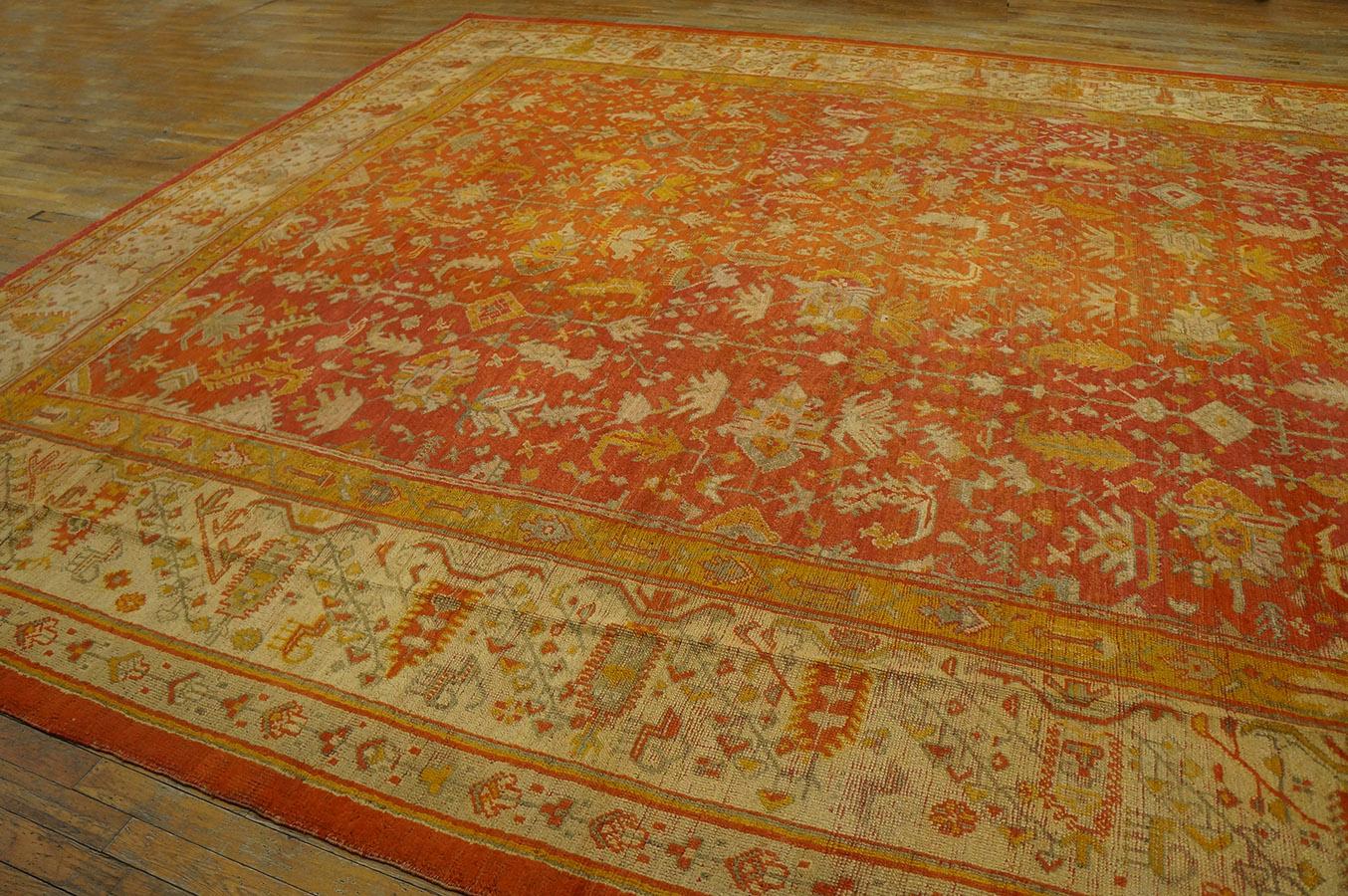 Early 20th Century 19th Century Turkish Angora Oushak Carpet ( 11'10