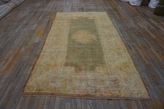 Great Sky Blue Color And Ghiordes Style Antique Turkish Angora Oushak Rug
