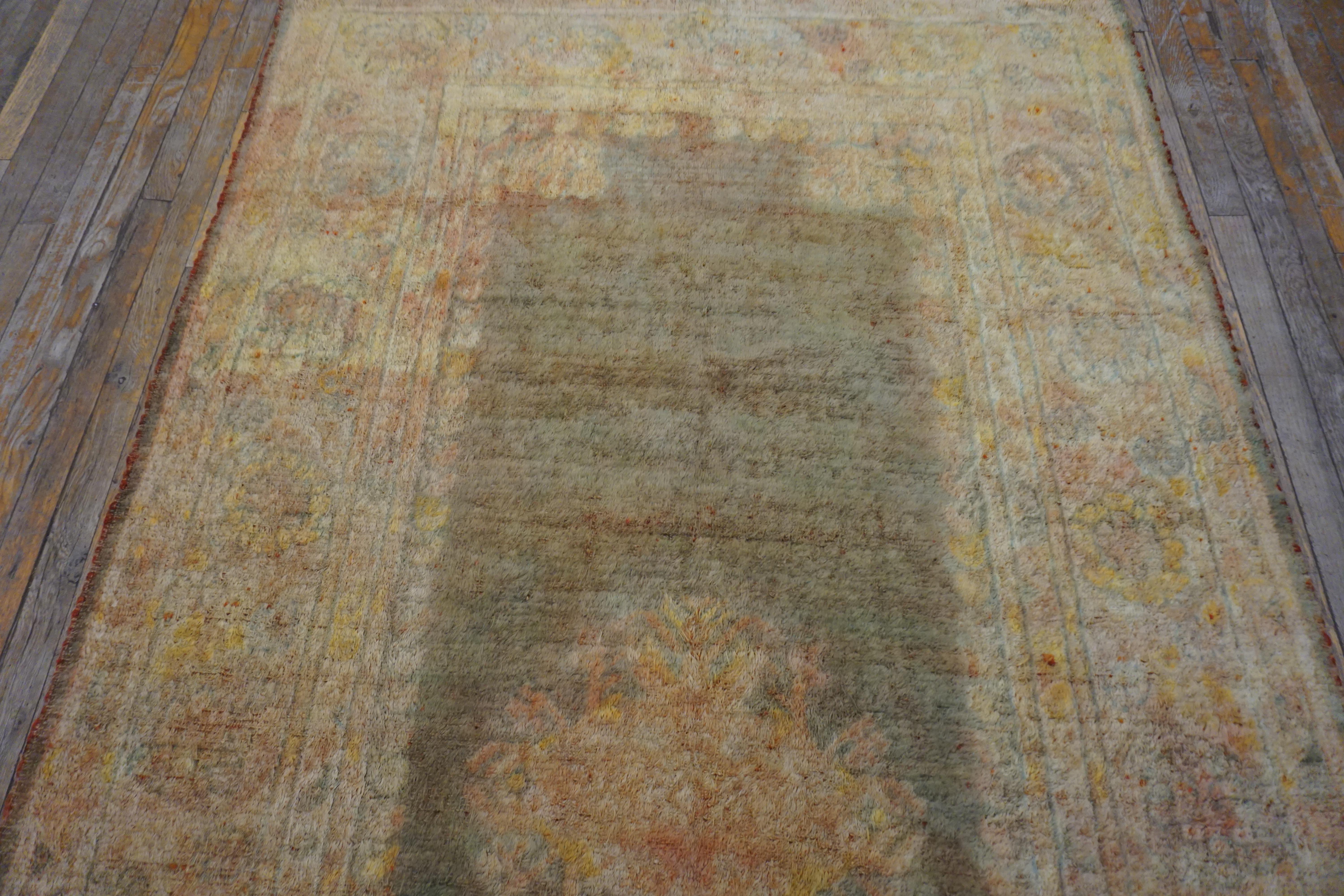 Tappeto turco d'angora Oushak del XIX secolo ( 5' x 8'9