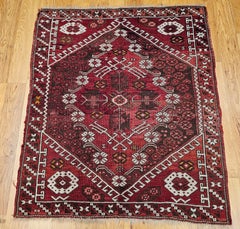 Türkischer Dorfteppich aus Bergama aus dem 19. Jahrhundert, handgewebt aus Wolle, ziegelrot, 3' x 4'