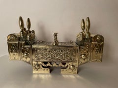 19th Century Turkish Brass Repousse Valet Shoe Shine Decorative Stand