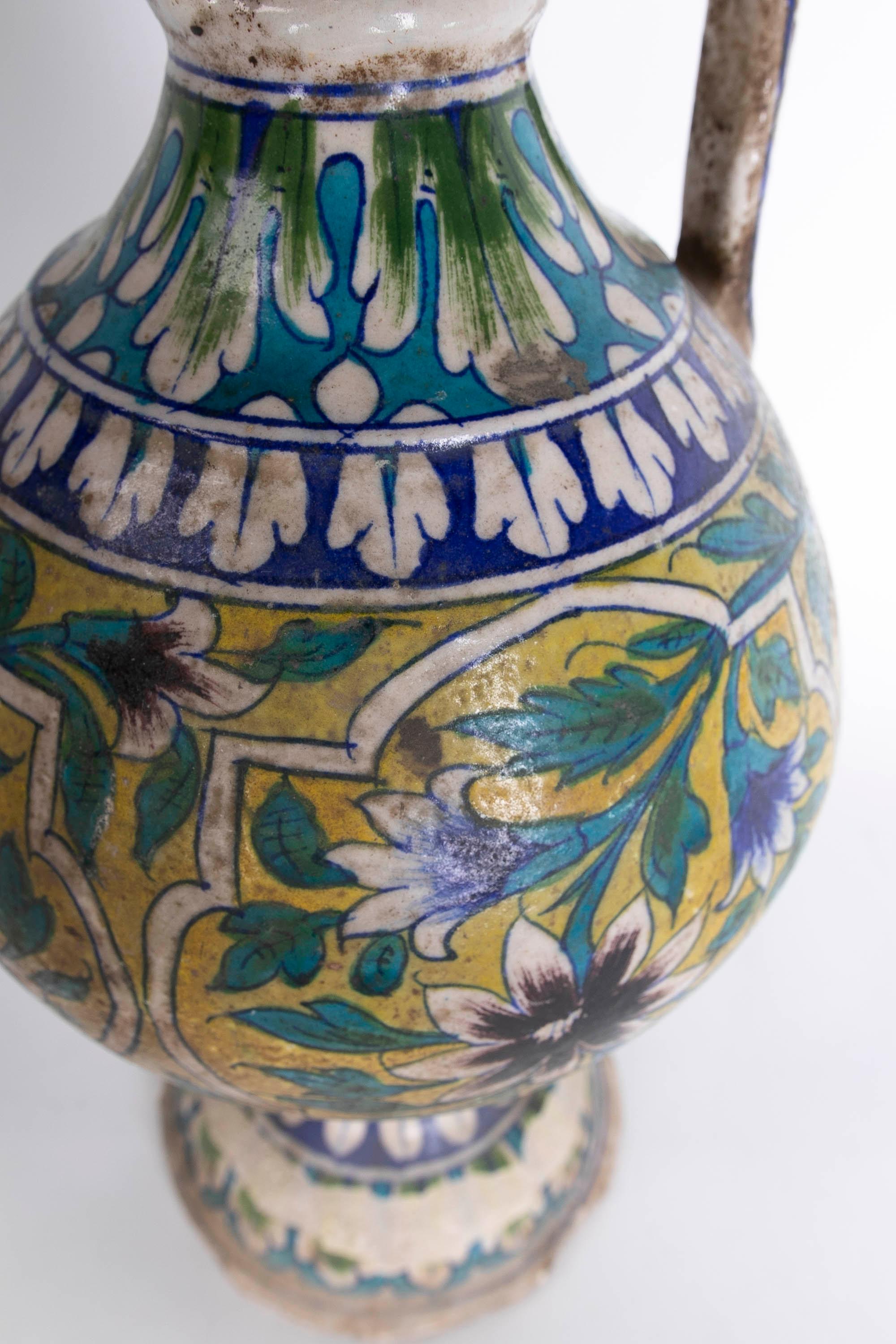 19th Century Turkish Ceramic Vase Decorated with Flowers in Various Colours For Sale 2