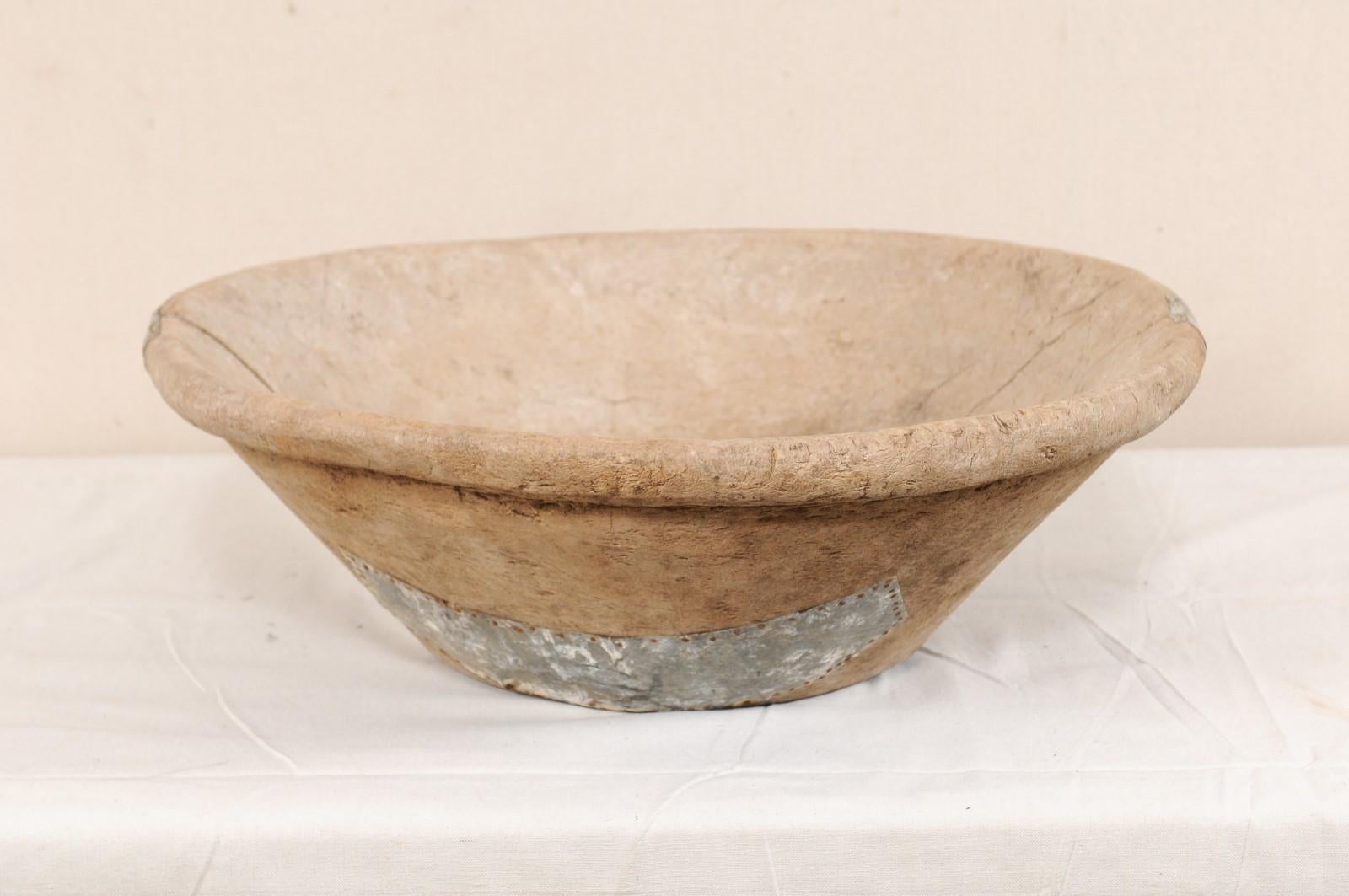 19th Century Turkish Dough Bowl with Old Metal Repairs 1