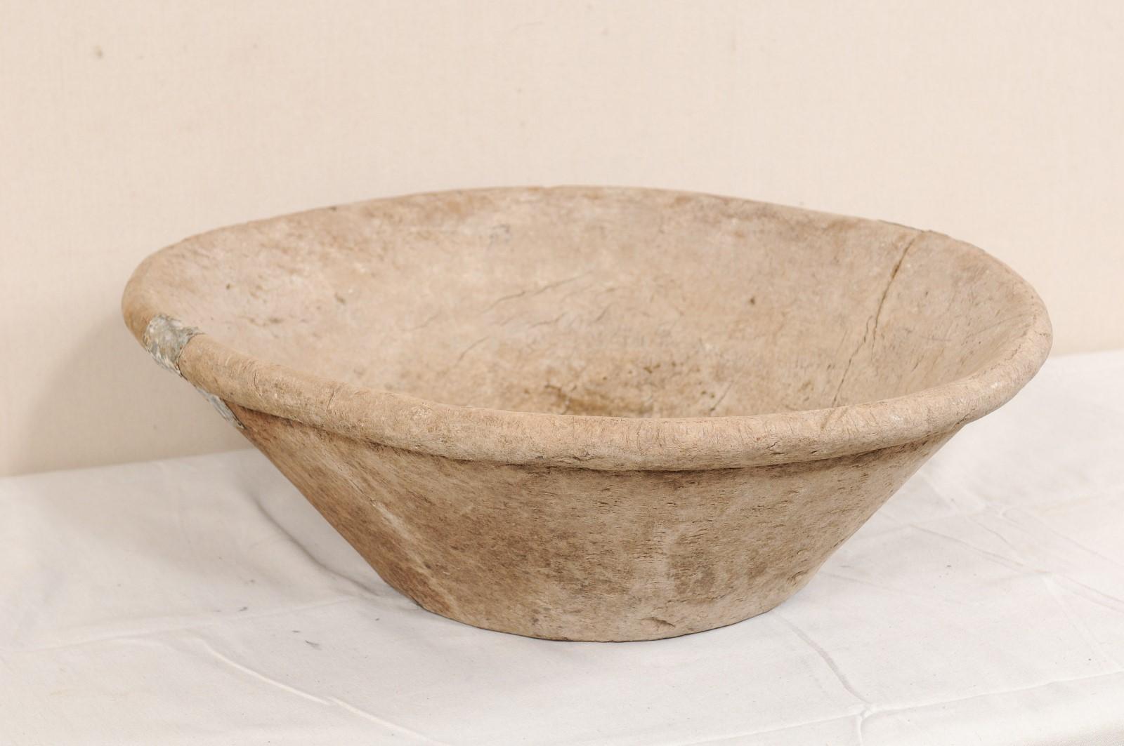 19th Century Turkish Dough Bowl with Old Metal Repairs 3