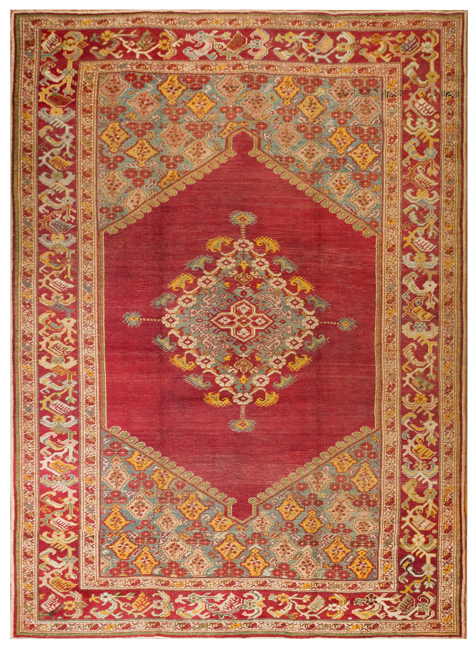 19th Century Turkish Ghiordes Oushak Carpet ( 10' x 14' - 305 x 427 ) For Sale