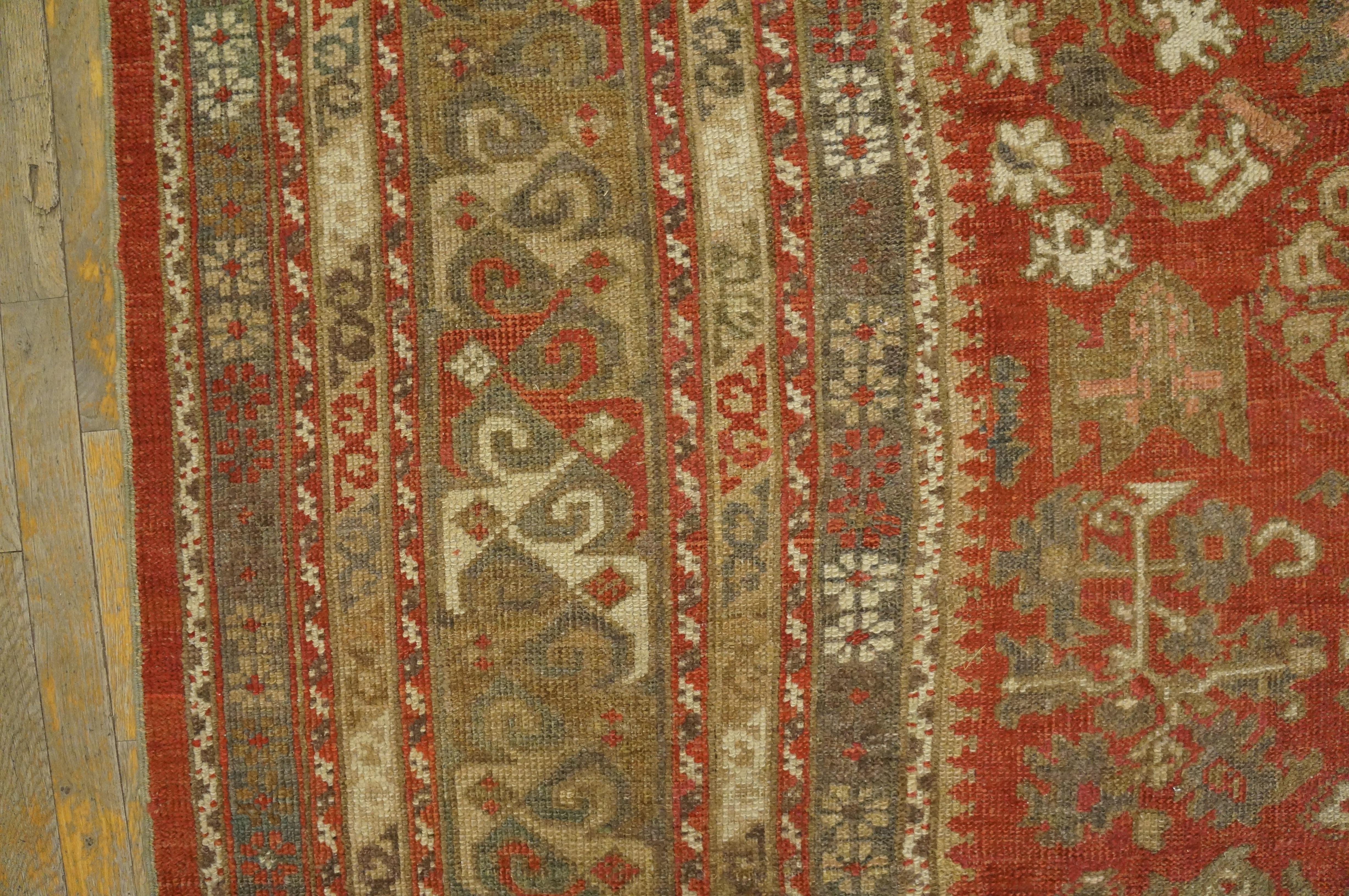 19th Century Turkish Ghiordes Oushak Carpet ( 9' x 11'8