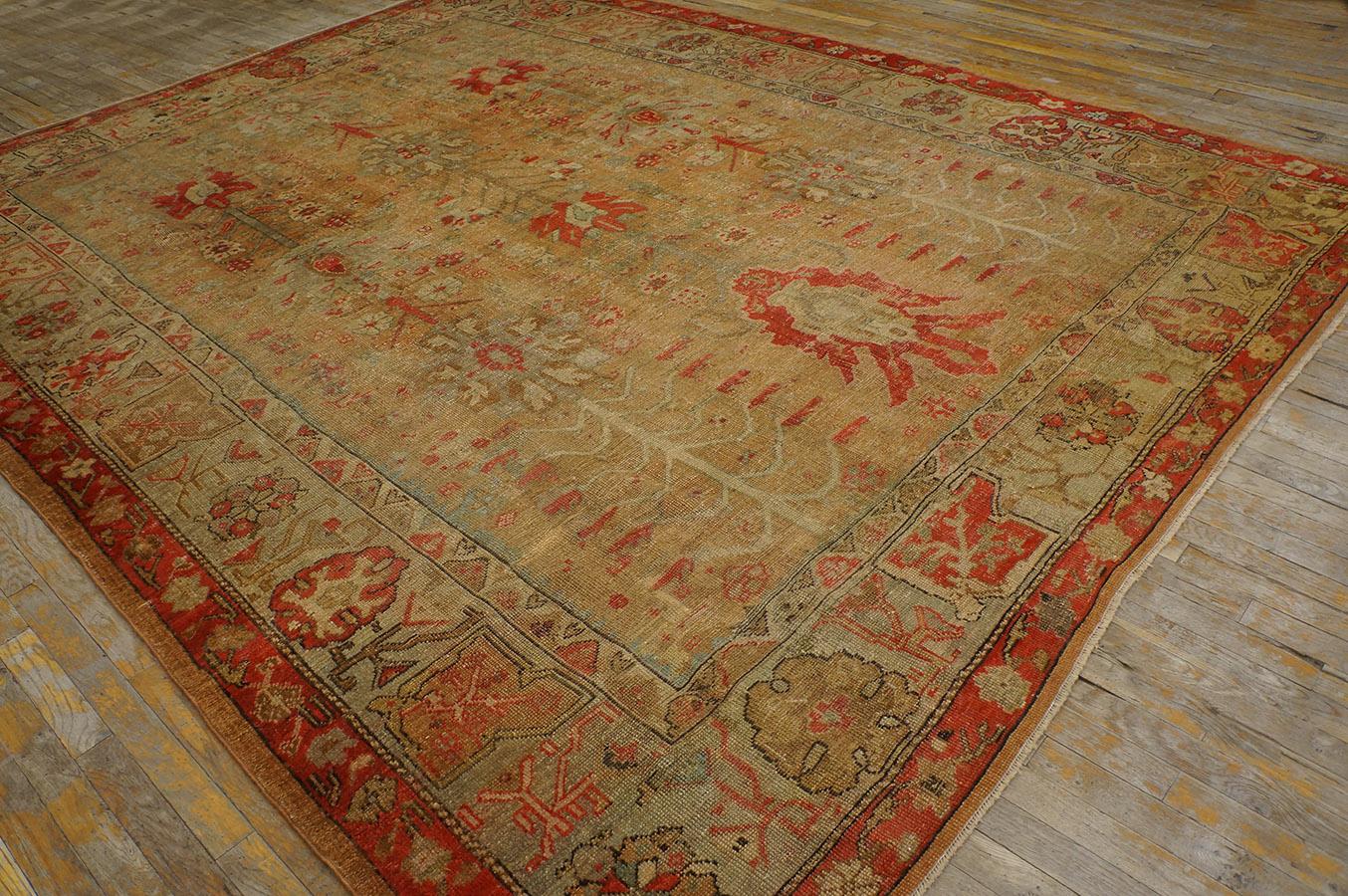 Hand-Knotted 19th Century Turkish Ghiordes Oushak Carpet ( 9'2