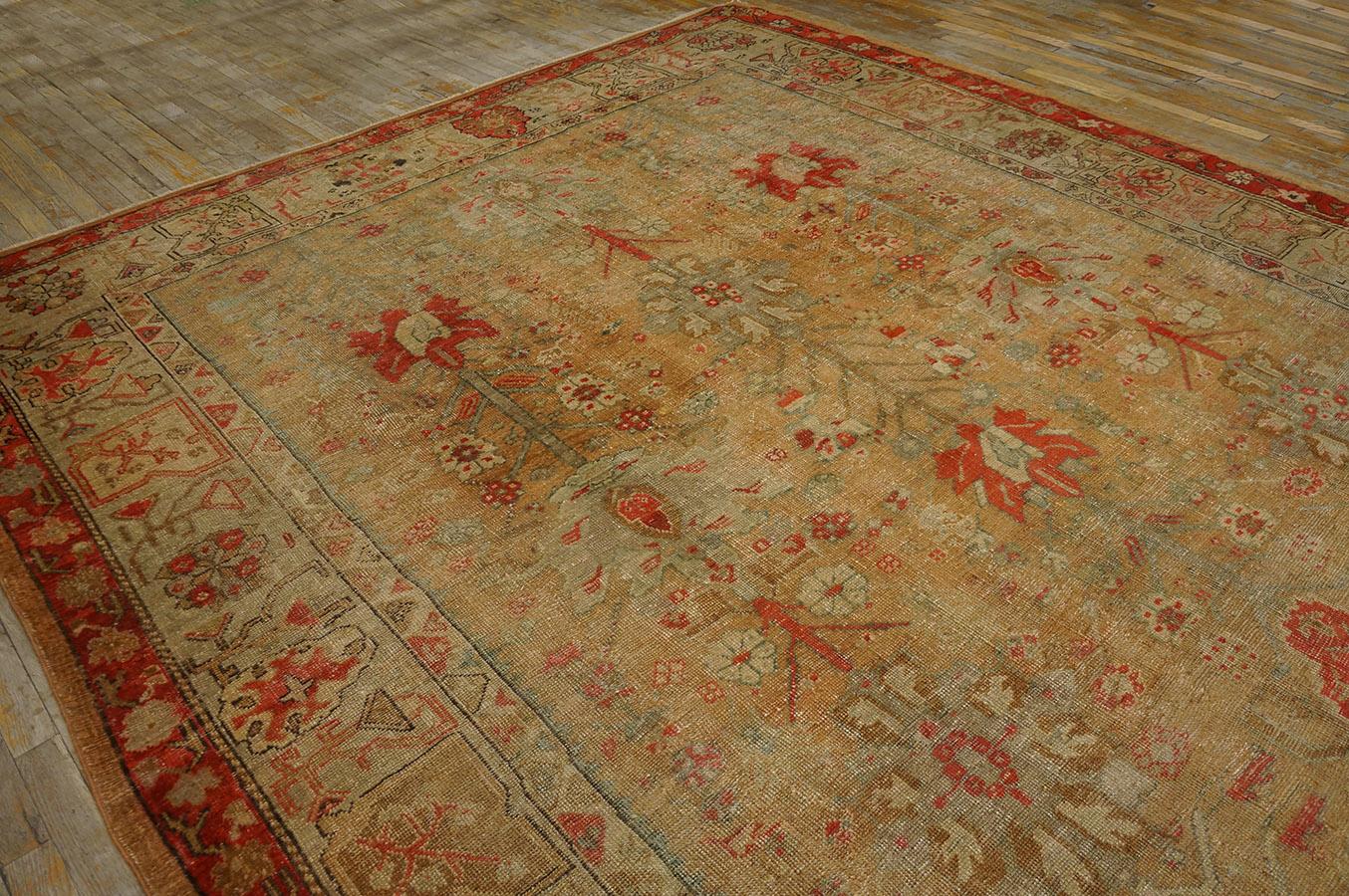 Late 19th Century 19th Century Turkish Ghiordes Oushak Carpet ( 9'2