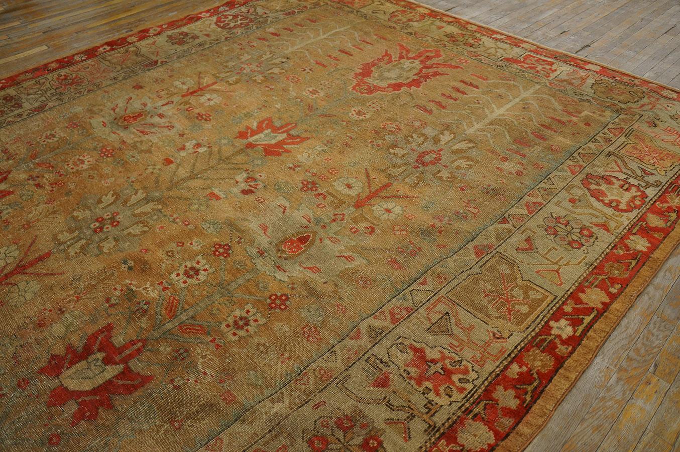 Wool 19th Century Turkish Ghiordes Oushak Carpet ( 9'2