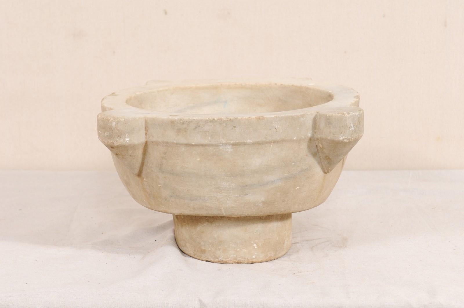 19th Century Turkish Hammam Wash Basin of Hand-Carved Marble 1