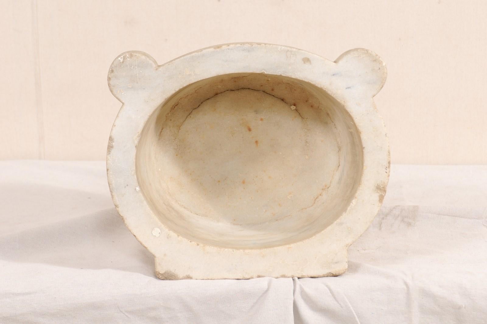 19th Century Turkish Hammam Wash Basin of Hand-Carved Marble 5