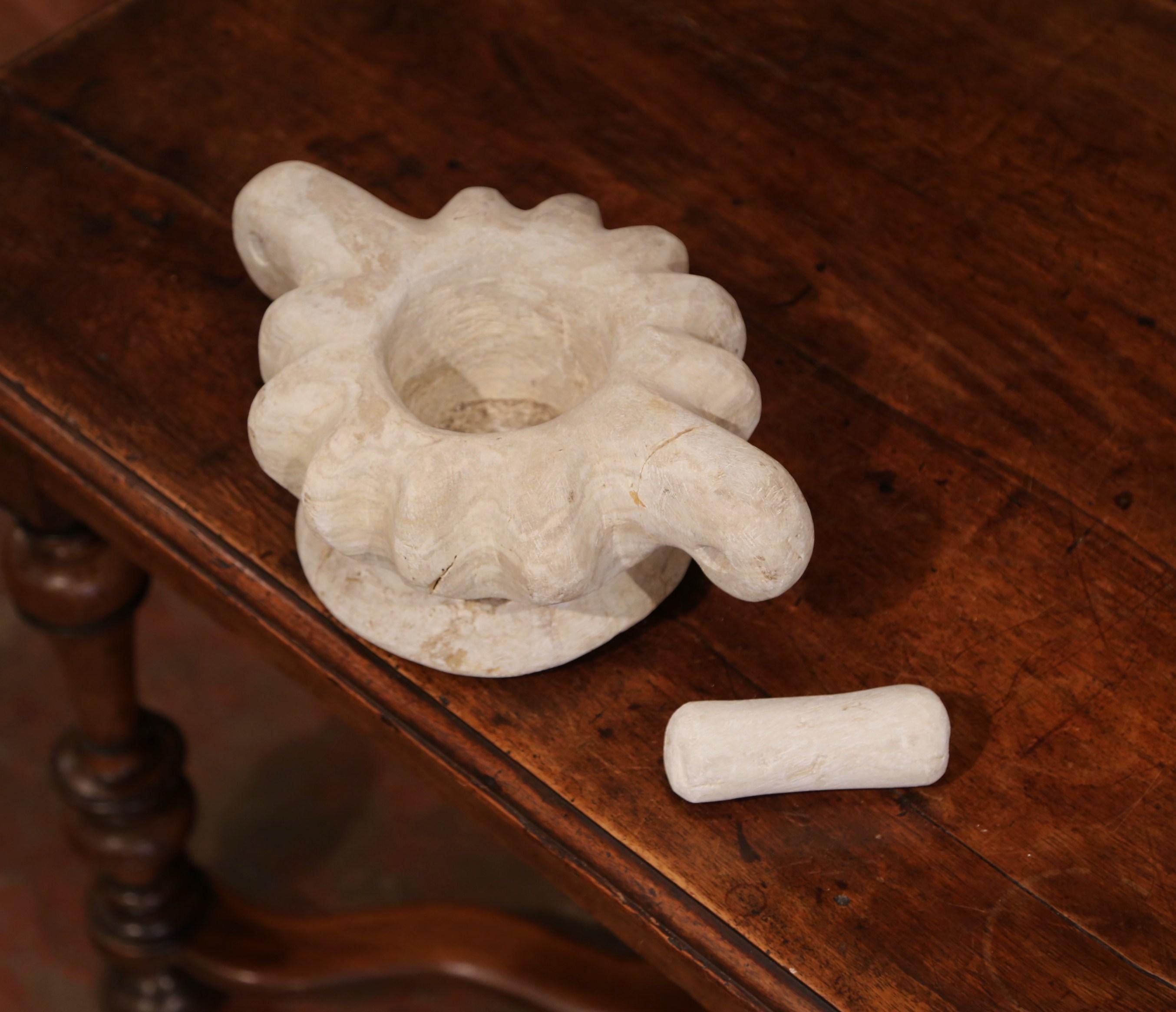 19th Century Turkish Hand Carved Stone Mortar with Matching Pestle 1