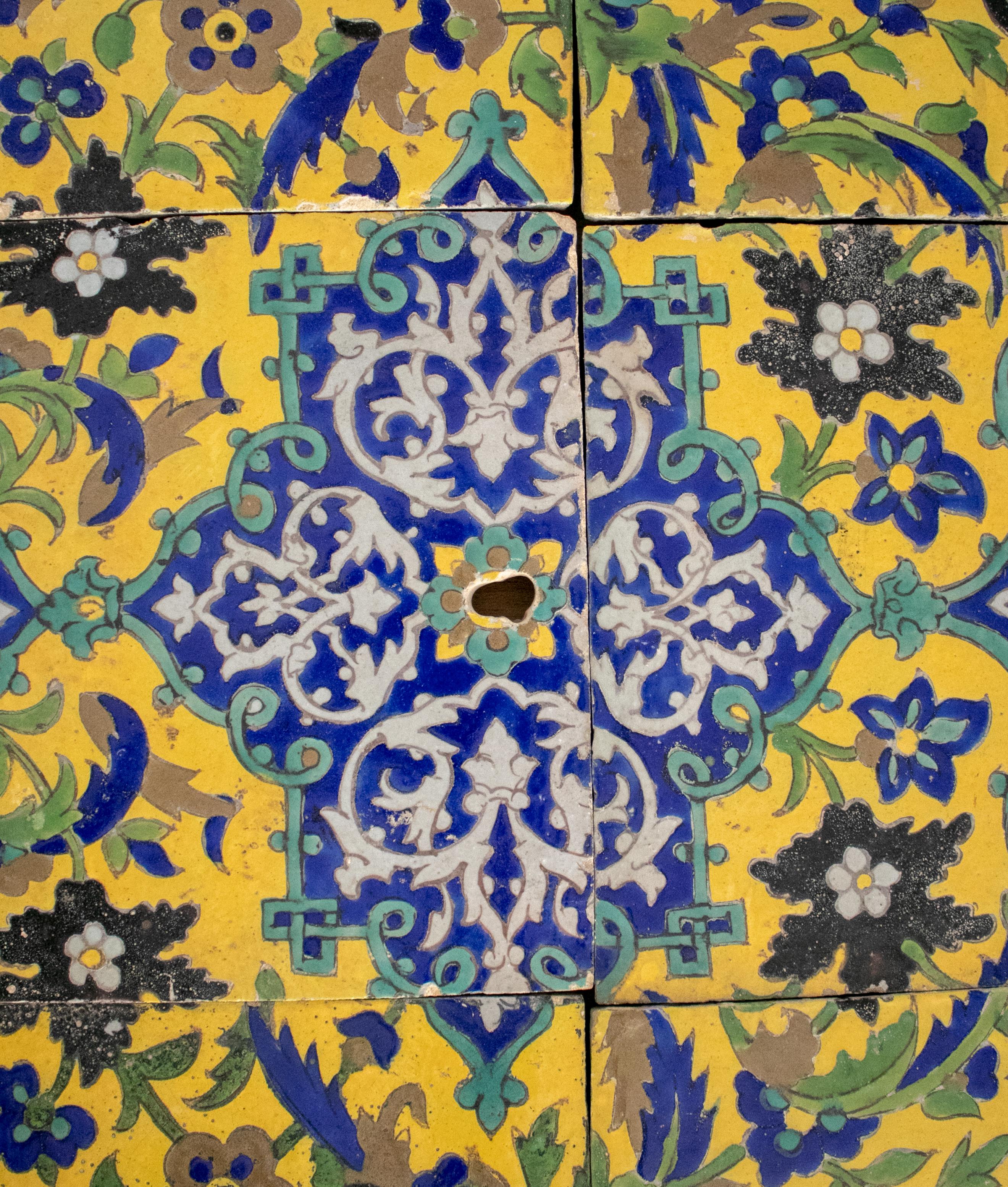 19th Century Turkish Iznik Flowers Ceramic Panel 1