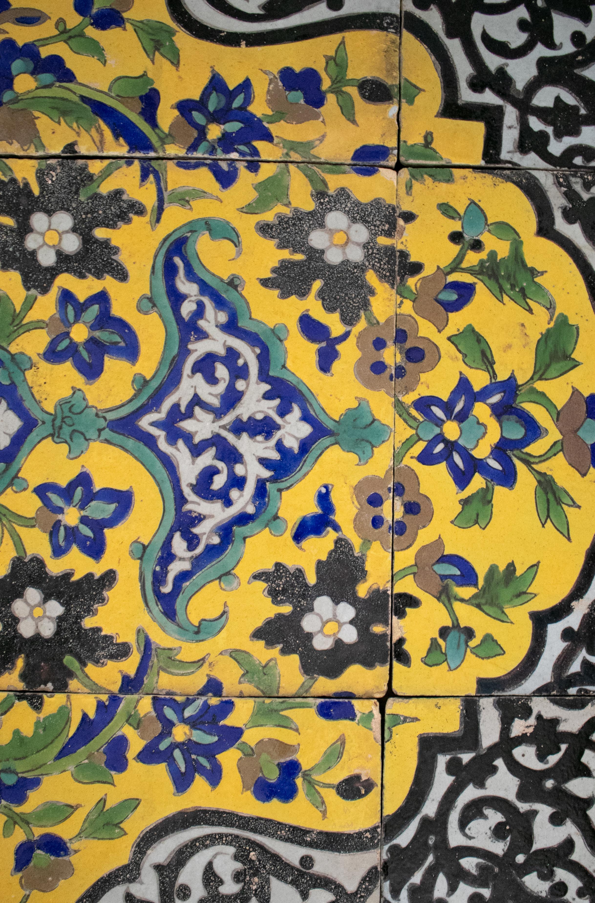 19th Century Turkish Iznik Flowers Ceramic Panel 2