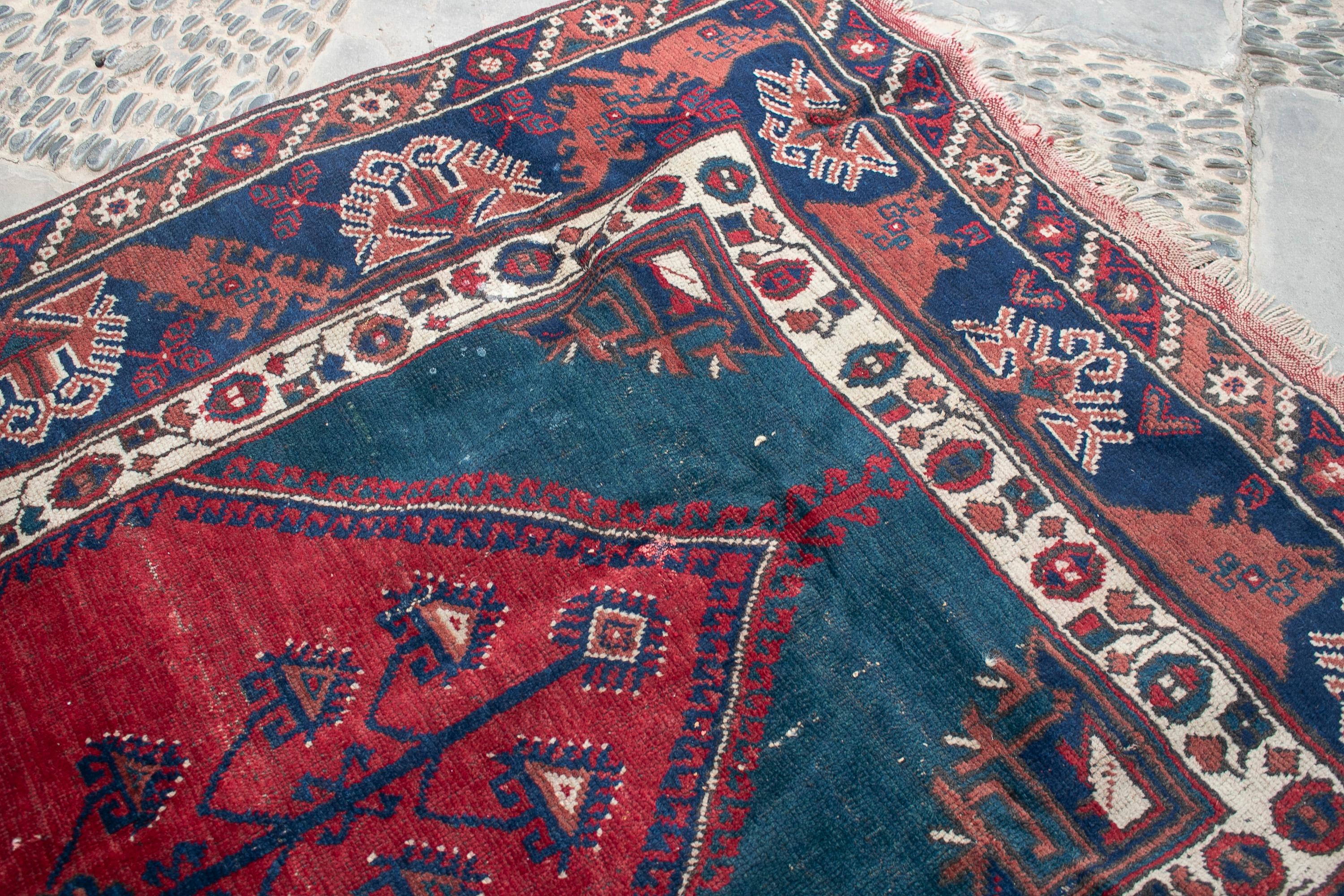 19th Century Turkish Kilim Wool Carpet Rug For Sale 9