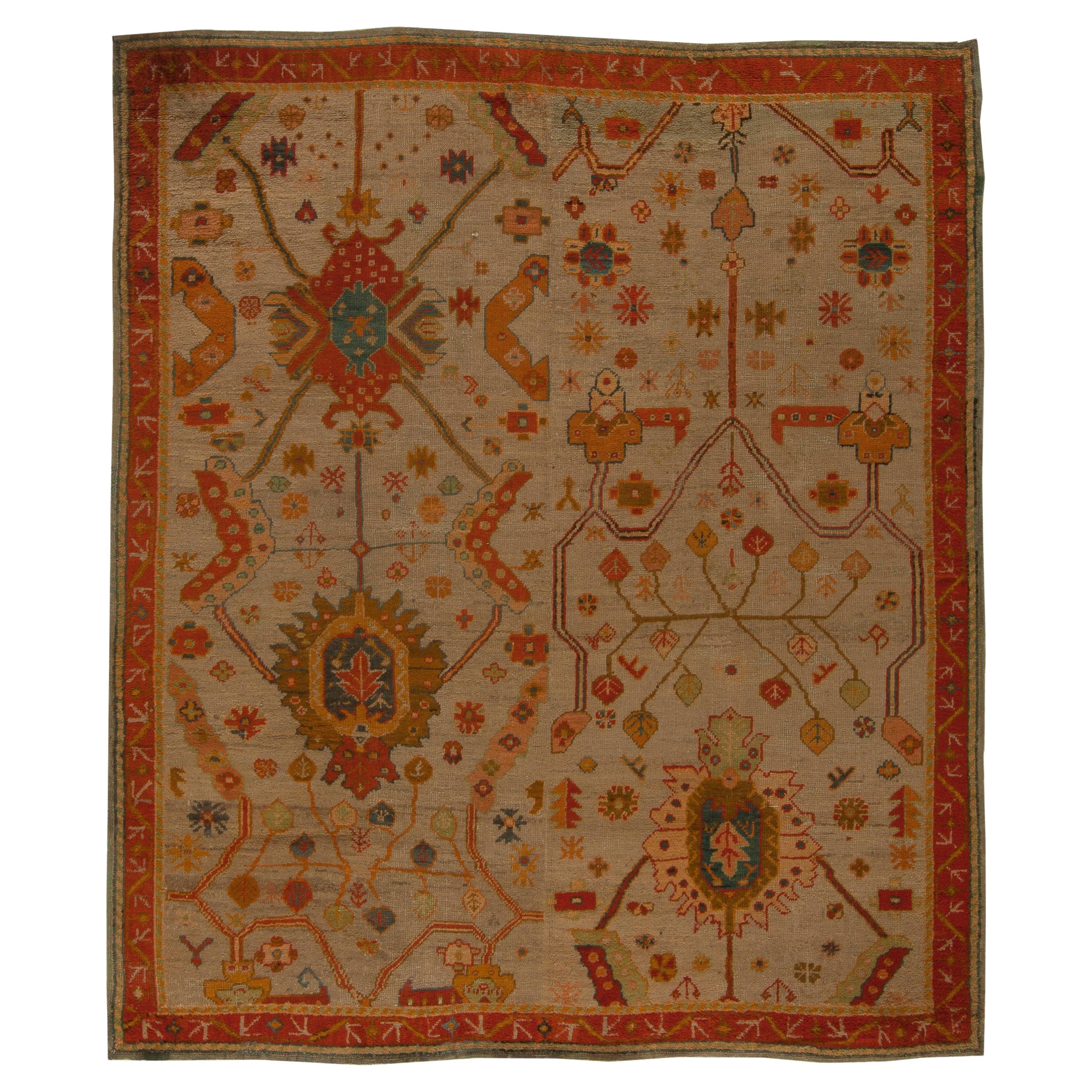 19th Century Turkish Oushak Handmade Wool Rug Size Adjusted by Doris