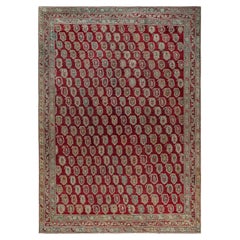 Doris Leslie Blau Tappeto in lana rossa Oushak turco del XIX secolo