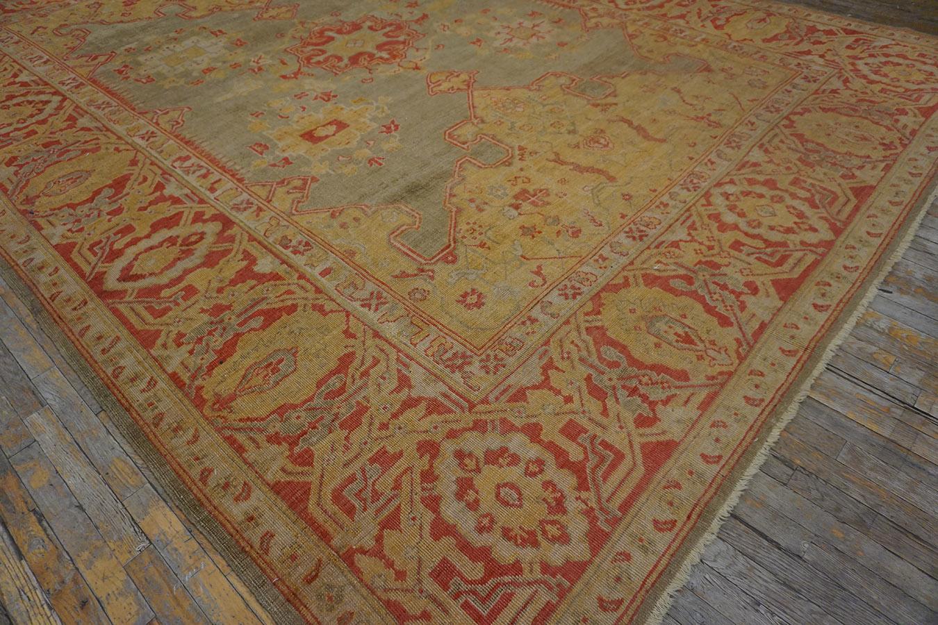 Wool 19th Century Turkish Oushak Carpet ( 10' x 13'6
