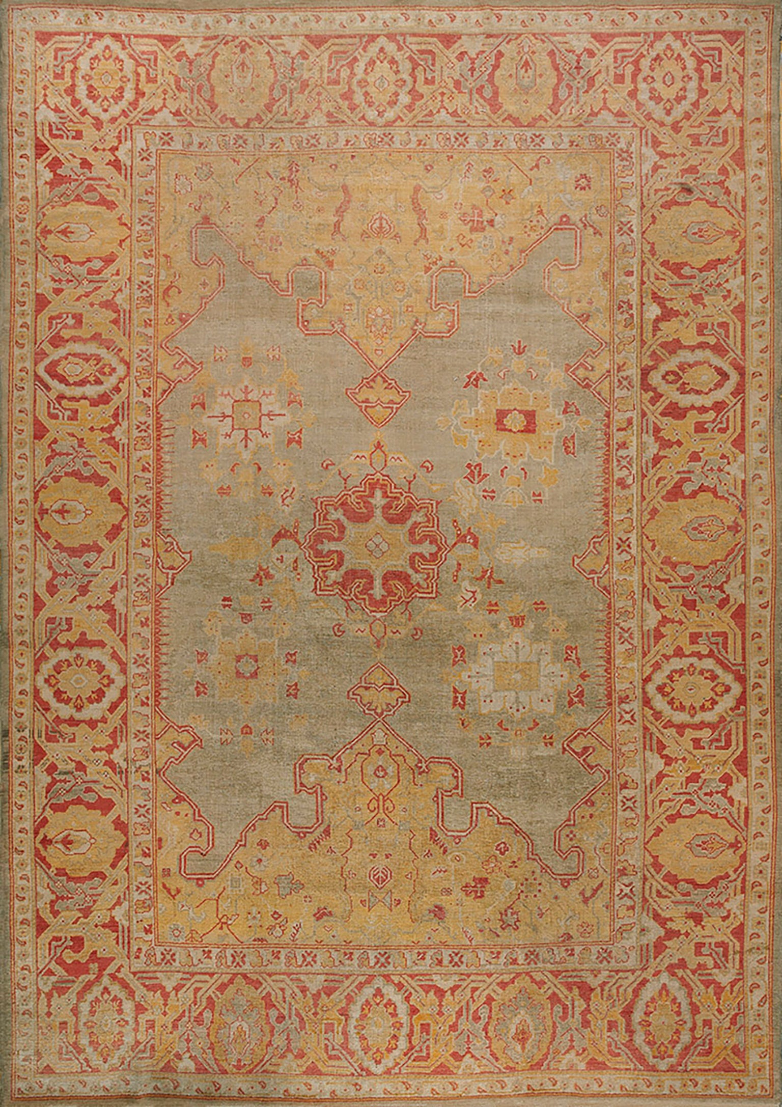 Tapis turc Oushak du 19ème siècle ( 10' x 13'6" - 305 x 412 ) en vente