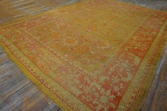 Impressive Chartreuse Ground with Symmetrical Pattern Antique Turkish Oushak Rug