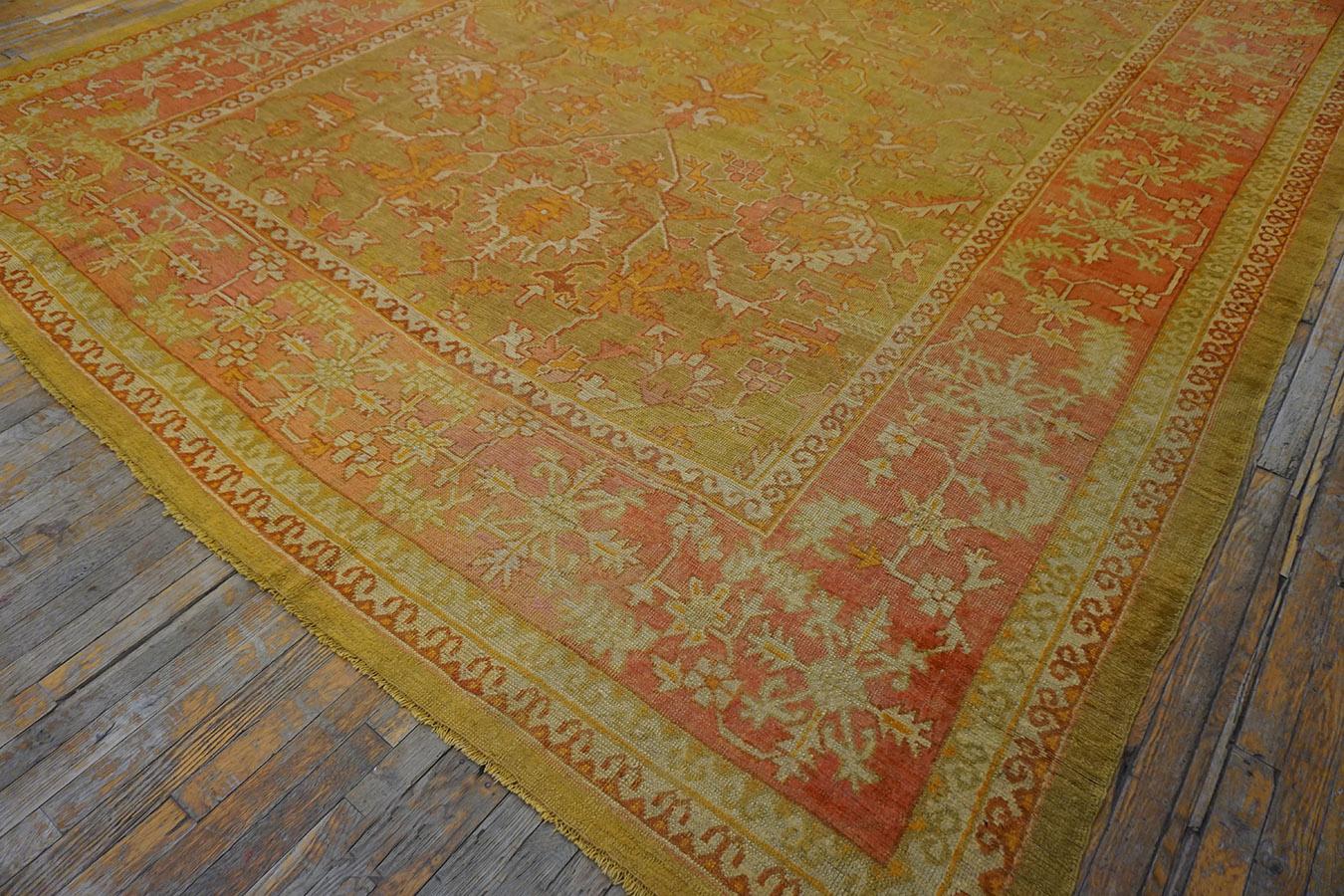 Hand-Knotted 19th Century Turkish Oushak Carpet ( 10'8