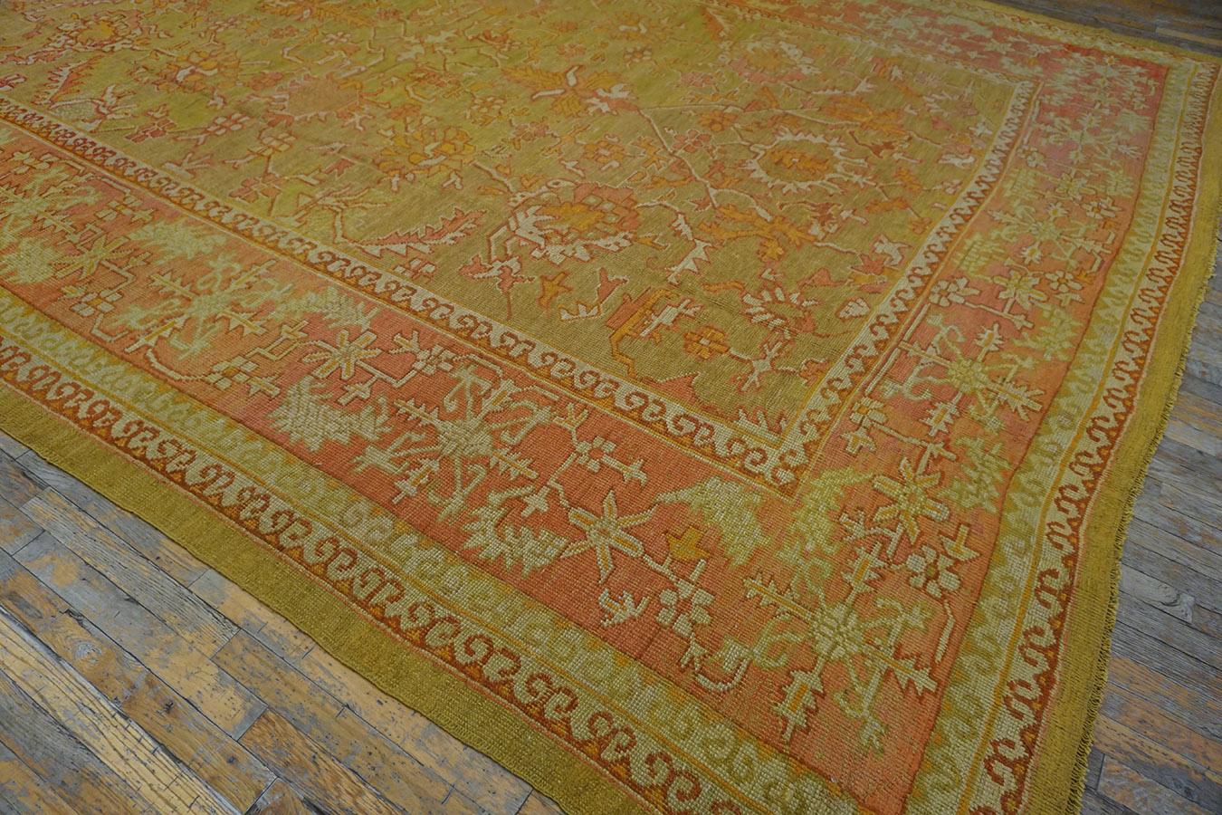 Wool 19th Century Turkish Oushak Carpet ( 10'8