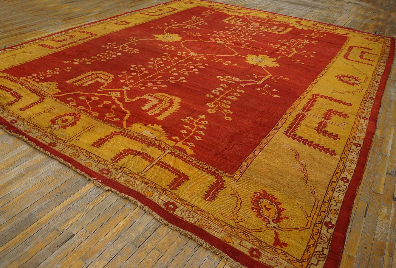 Wool 19th Century Turkish Oushak Carpet ( 12'10