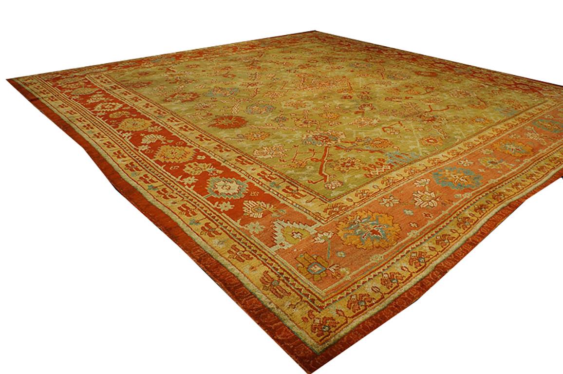 Hand-Knotted 19th Century Turkish Oushak Carpet ( 14' 9