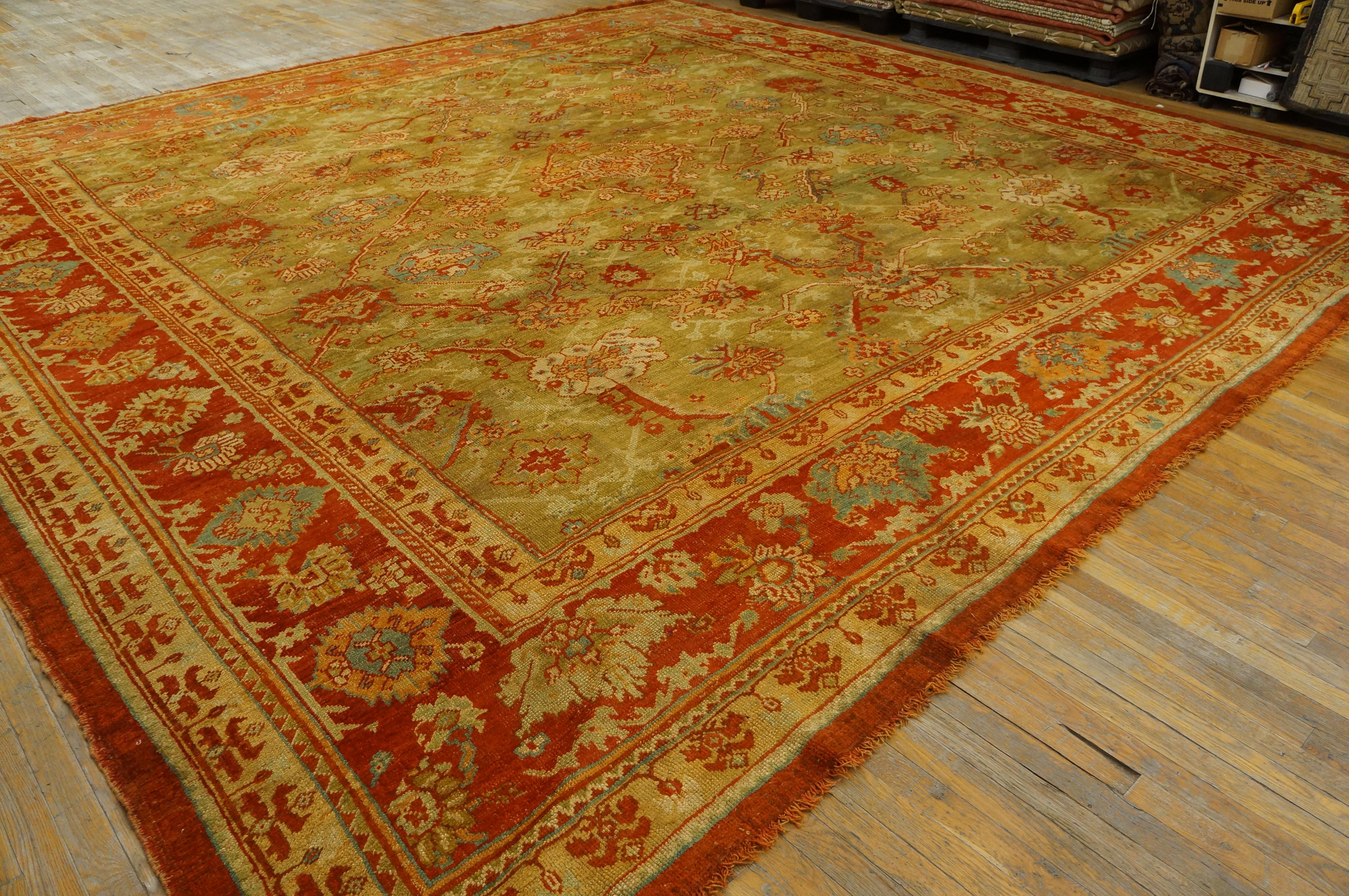 19th Century Turkish Oushak Carpet ( 14' 9