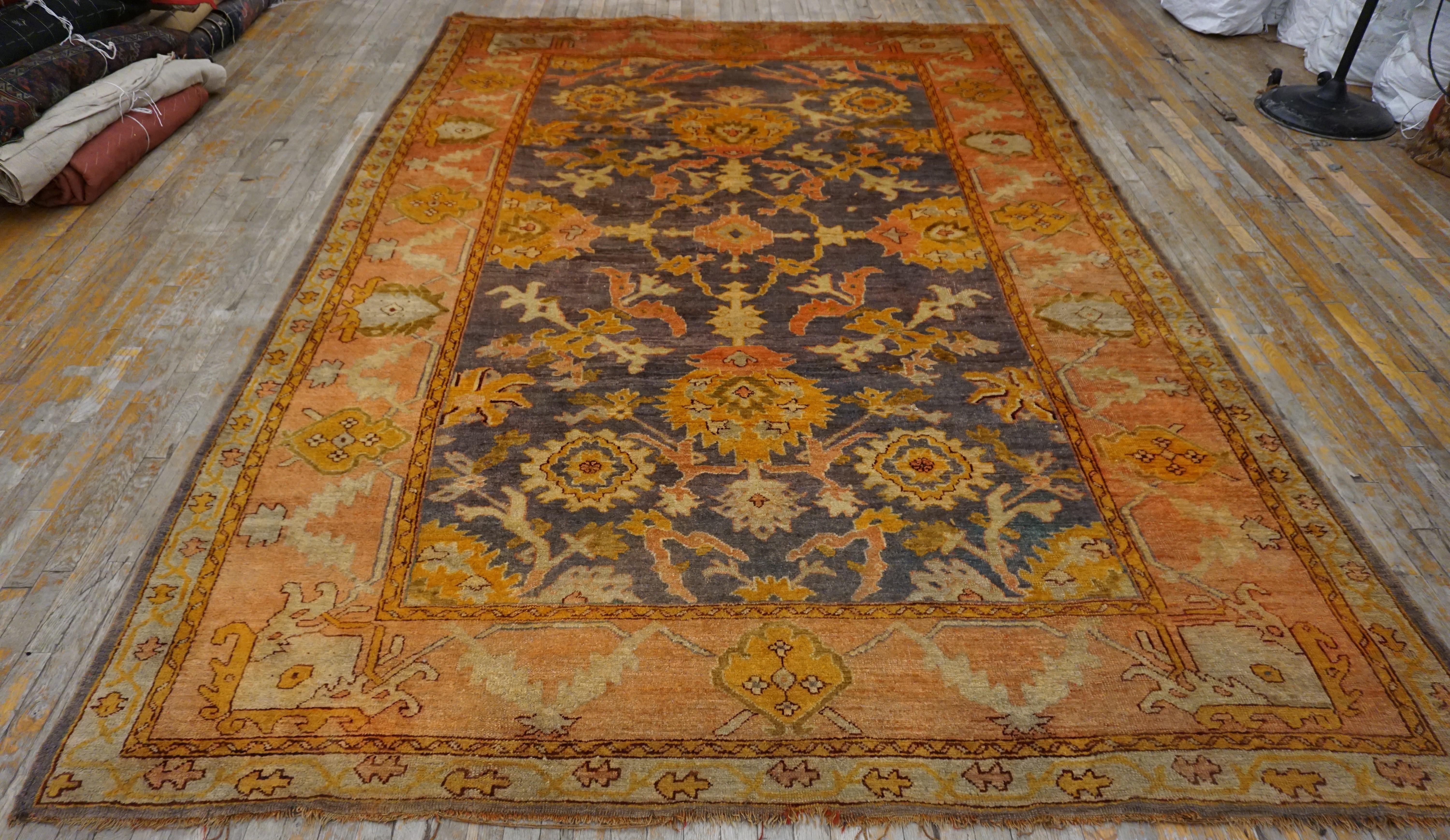 Hand-Knotted 19th Century Turkish Oushak Carpet ( 8'3