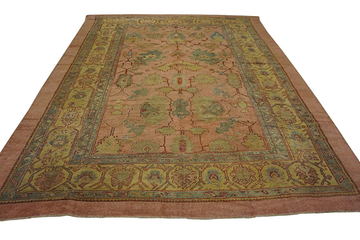 Tappeto Oushak turco del XIX secolo ( 8'9'' x 10'10'' - 266 x 330 ) In condizioni buone in vendita a New York, NY