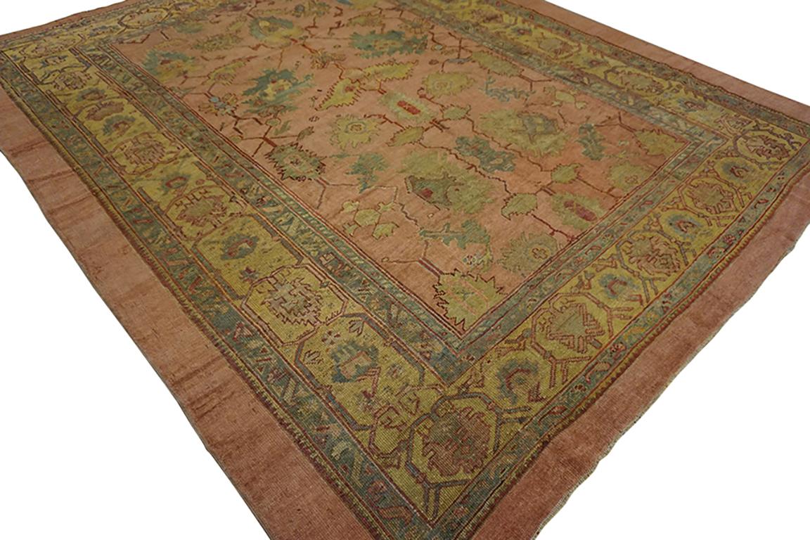 Lana Tappeto Oushak turco del XIX secolo ( 8'9'' x 10'10'' - 266 x 330 ) in vendita