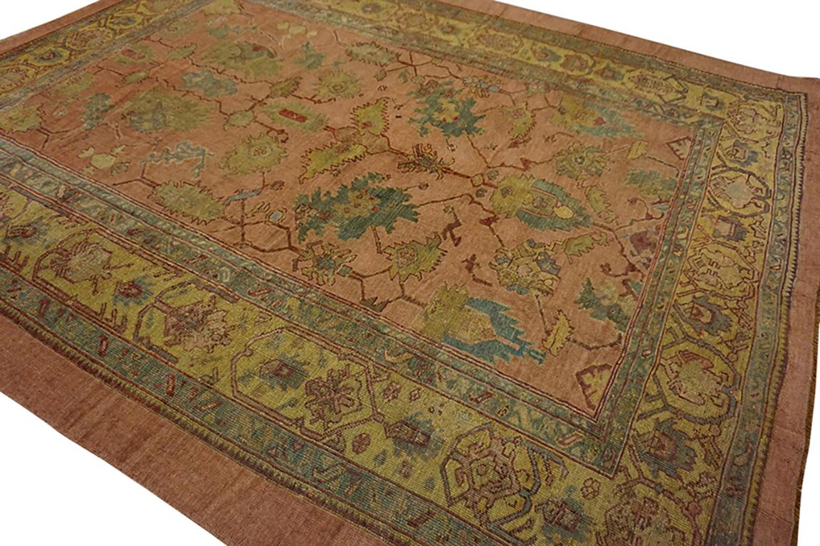 Tappeto Oushak turco del XIX secolo ( 8'9'' x 10'10'' - 266 x 330 ) in vendita 1