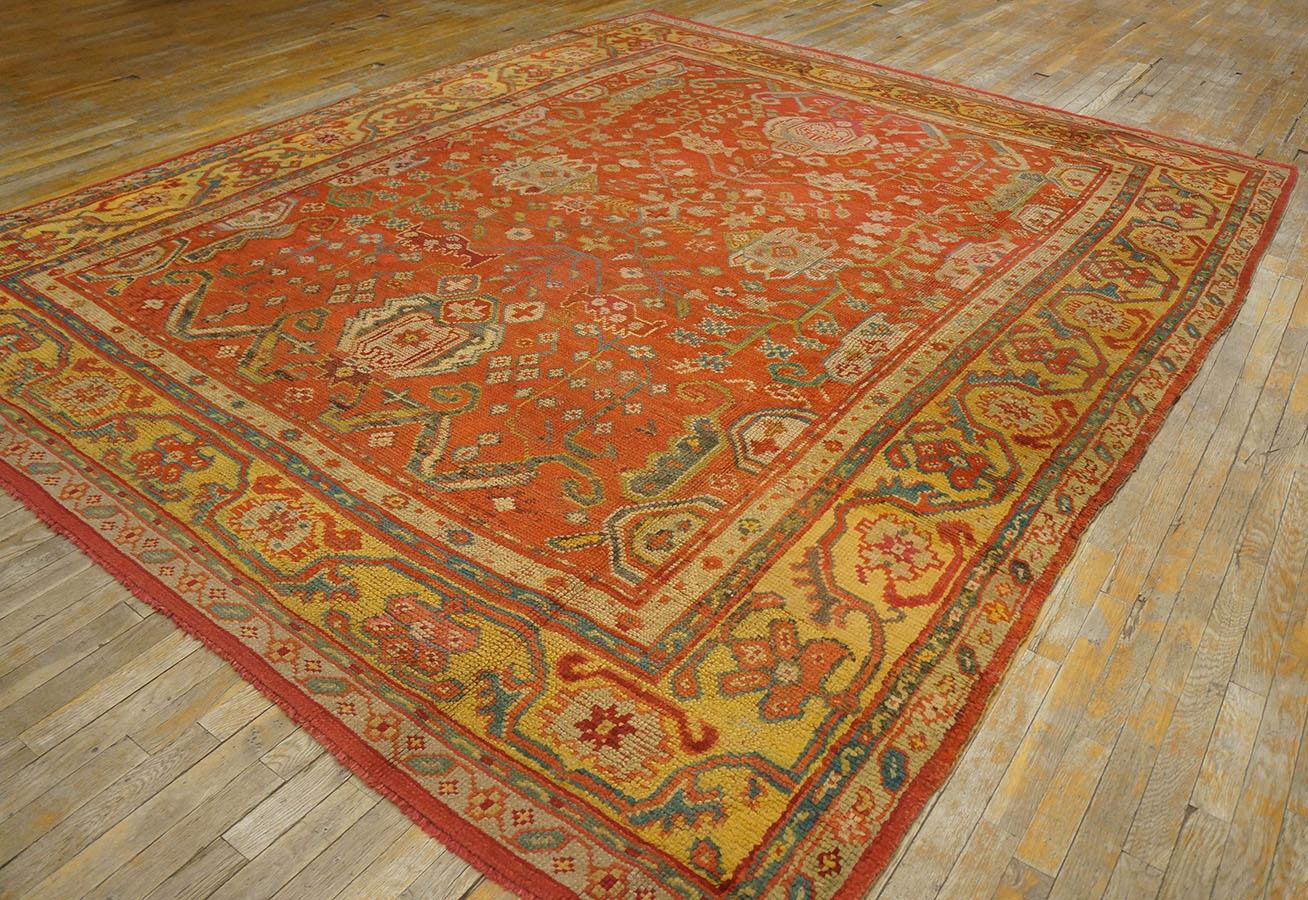 Hand-Knotted 19th Century Turkish Oushak Carpet ( 9' x 11' - 275 x 335 )  For Sale