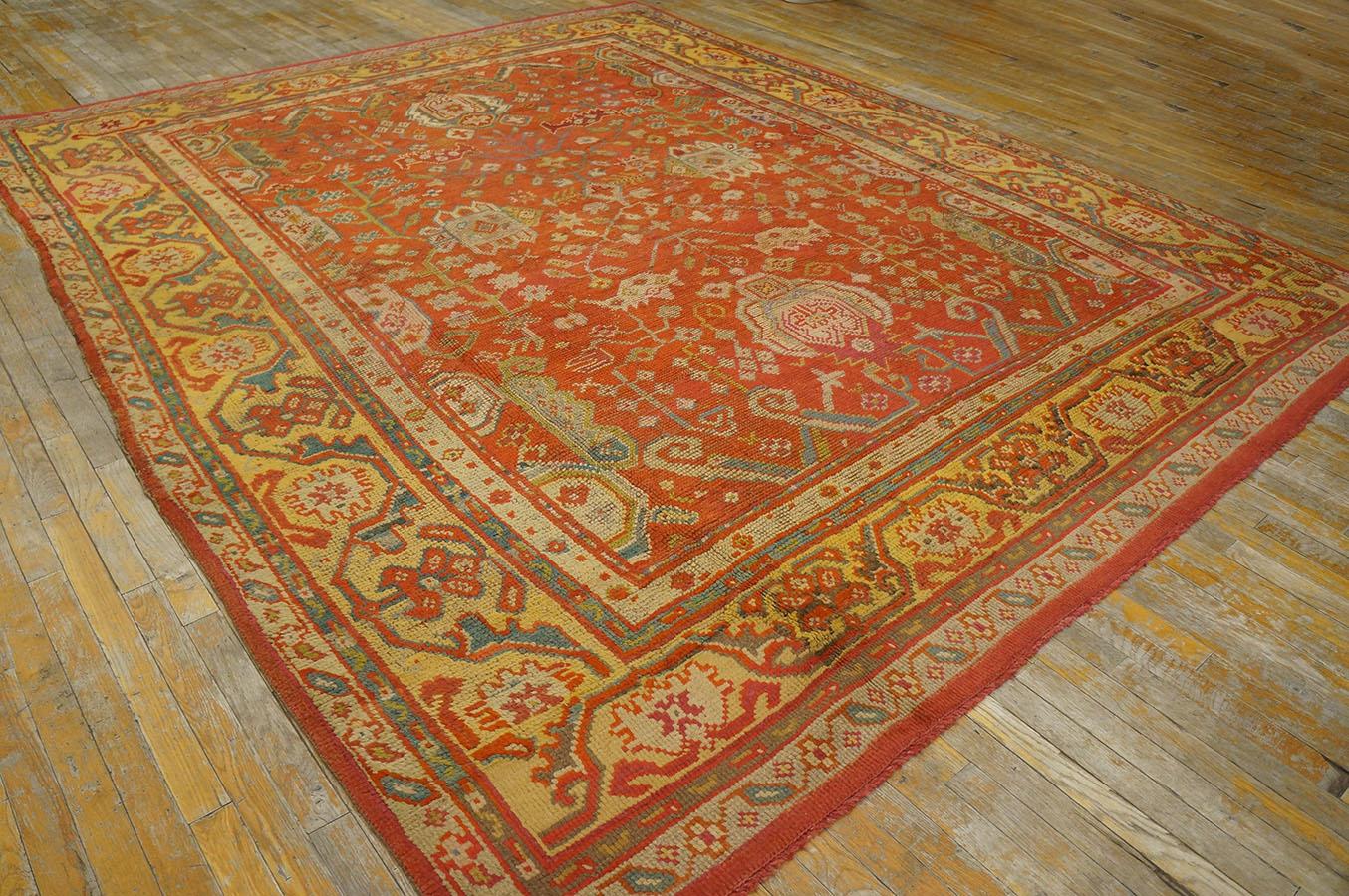 19th Century Turkish Oushak Carpet ( 9' x 11' - 275 x 335 )  In Good Condition For Sale In New York, NY