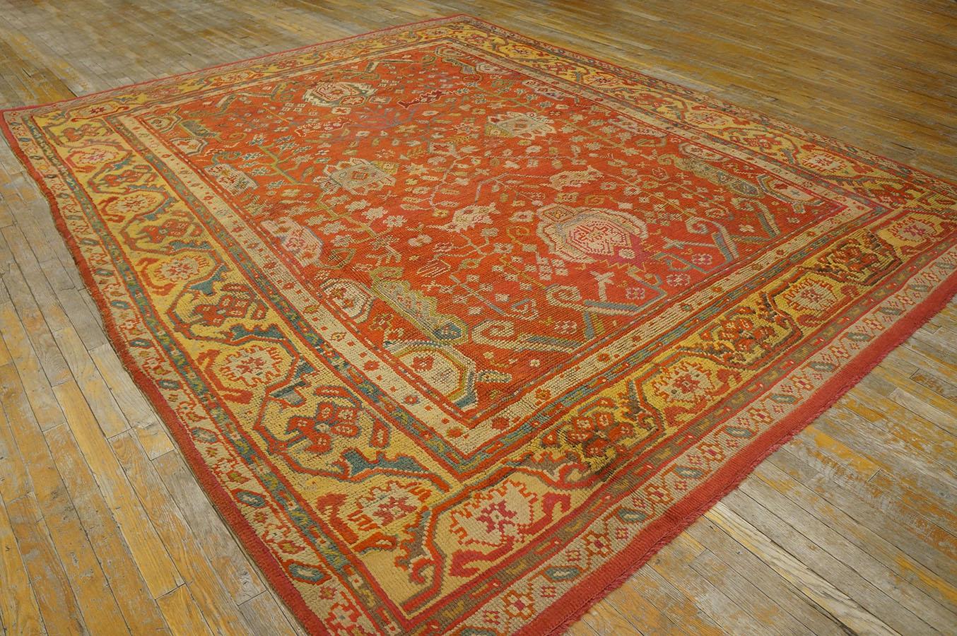 19th Century Turkish Oushak Carpet ( 9' x 11' - 275 x 335 )  For Sale 3
