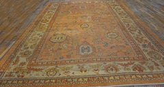 Graceful Antique Turkish Oushak Small Rug with Subtle Pastel Allover Design
