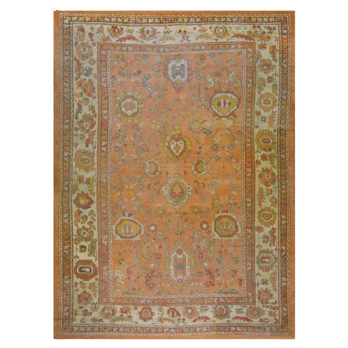 19th Century Turkish Oushak Carpet ( 9'3" x 12'10" - 282 x 391 ) For Sale