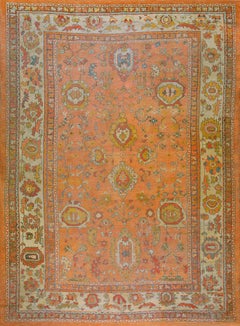 Alfombra turca Oushak del siglo XIX ( 9'3" x 12'10" - 282 x 391 )