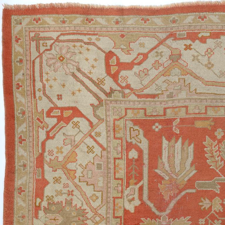 Hand-Knotted 19th Century Turkish Oushak Carpet