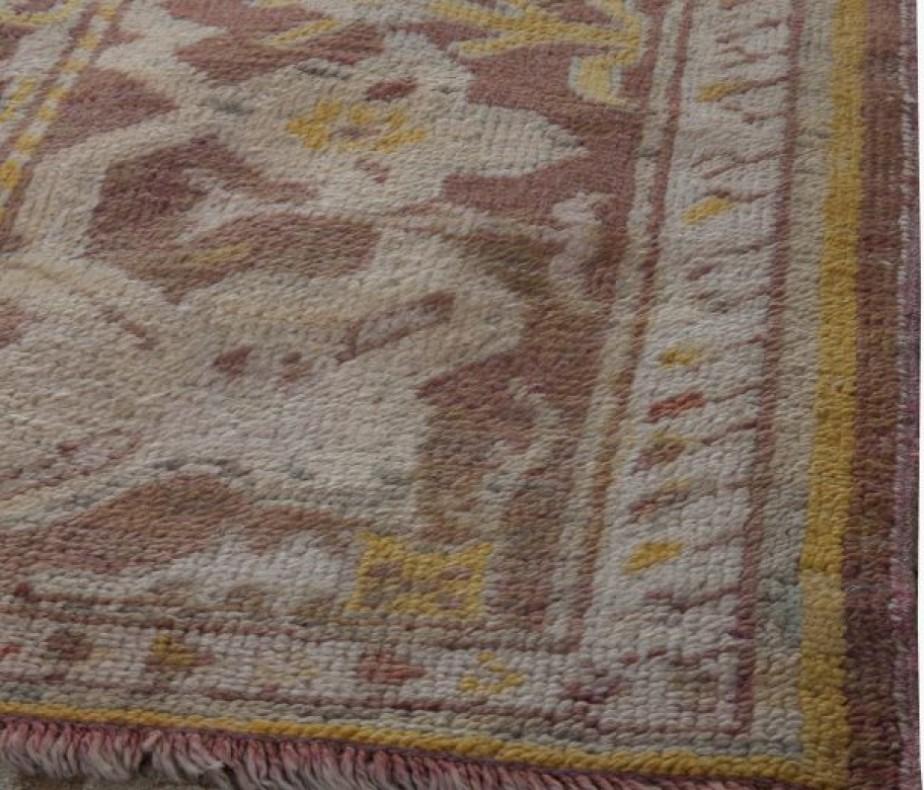 Wool 19th Century Turkish Oushak Rug Size Adjusted For Sale
