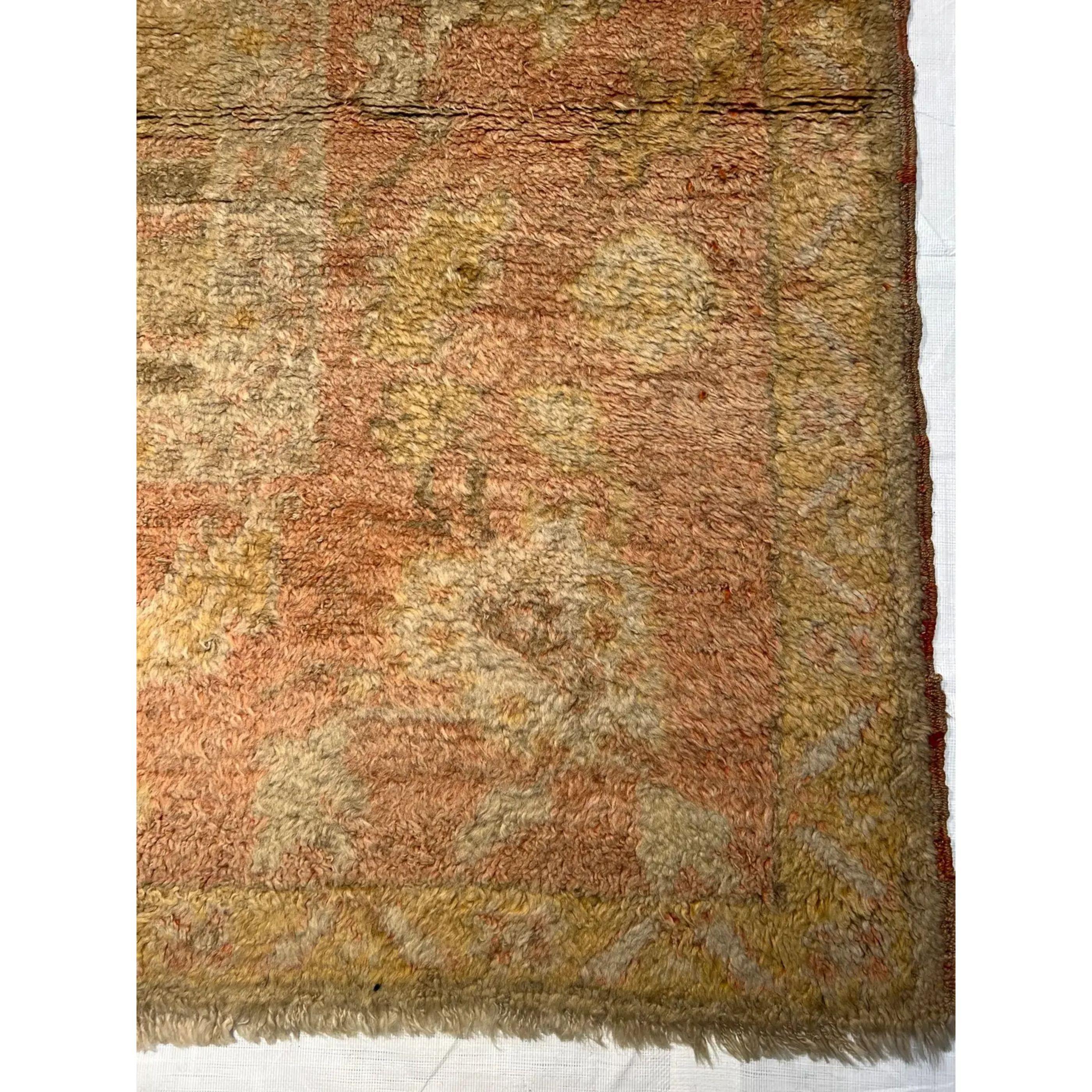 Wool 19th Century Turkish Oushak Rug 13'9
