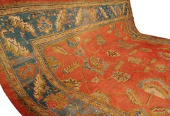 Oushak Rug Large Floral Scale Design Rust Field Color