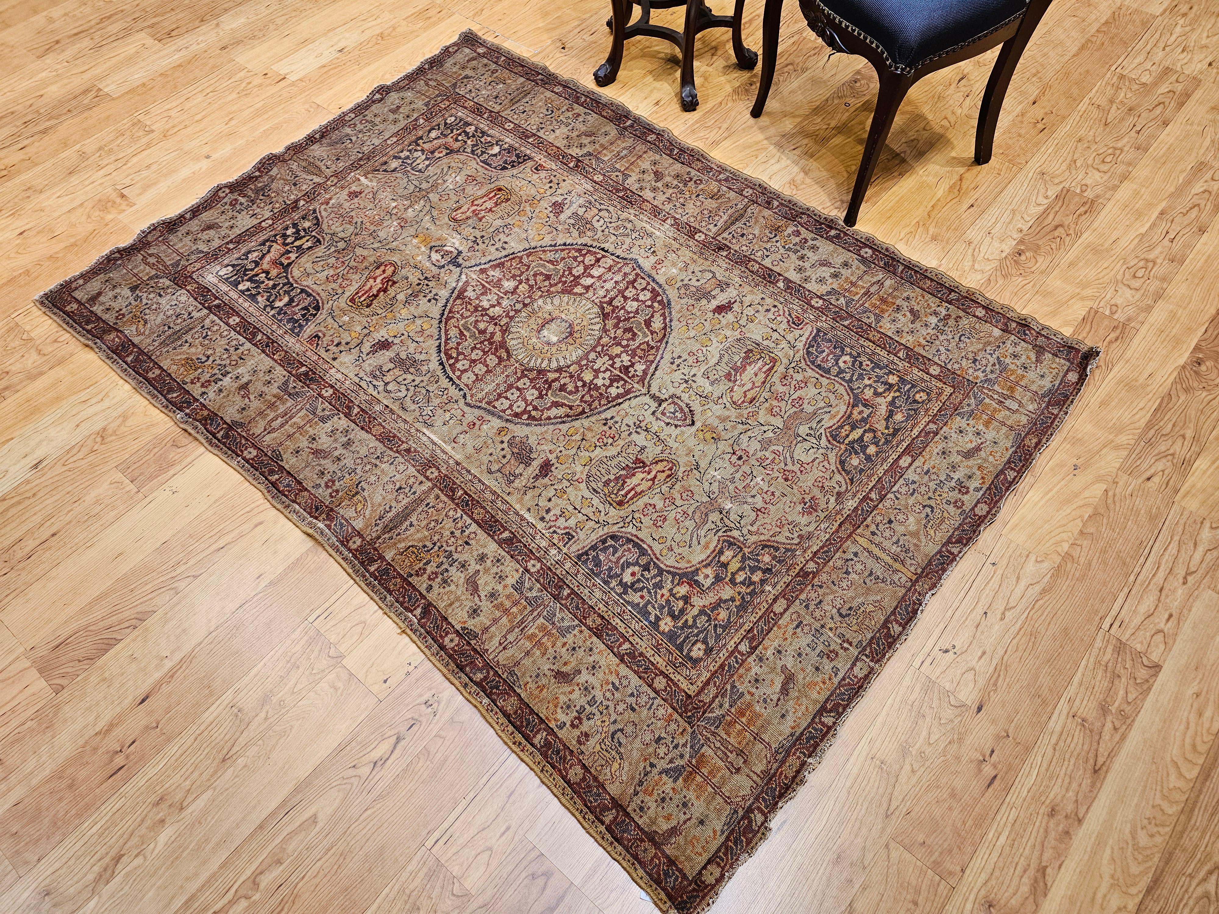 Tapis turc Sivas du XIXe siècle en vert pâle, lavande, bourgogne et jaune en vente 7