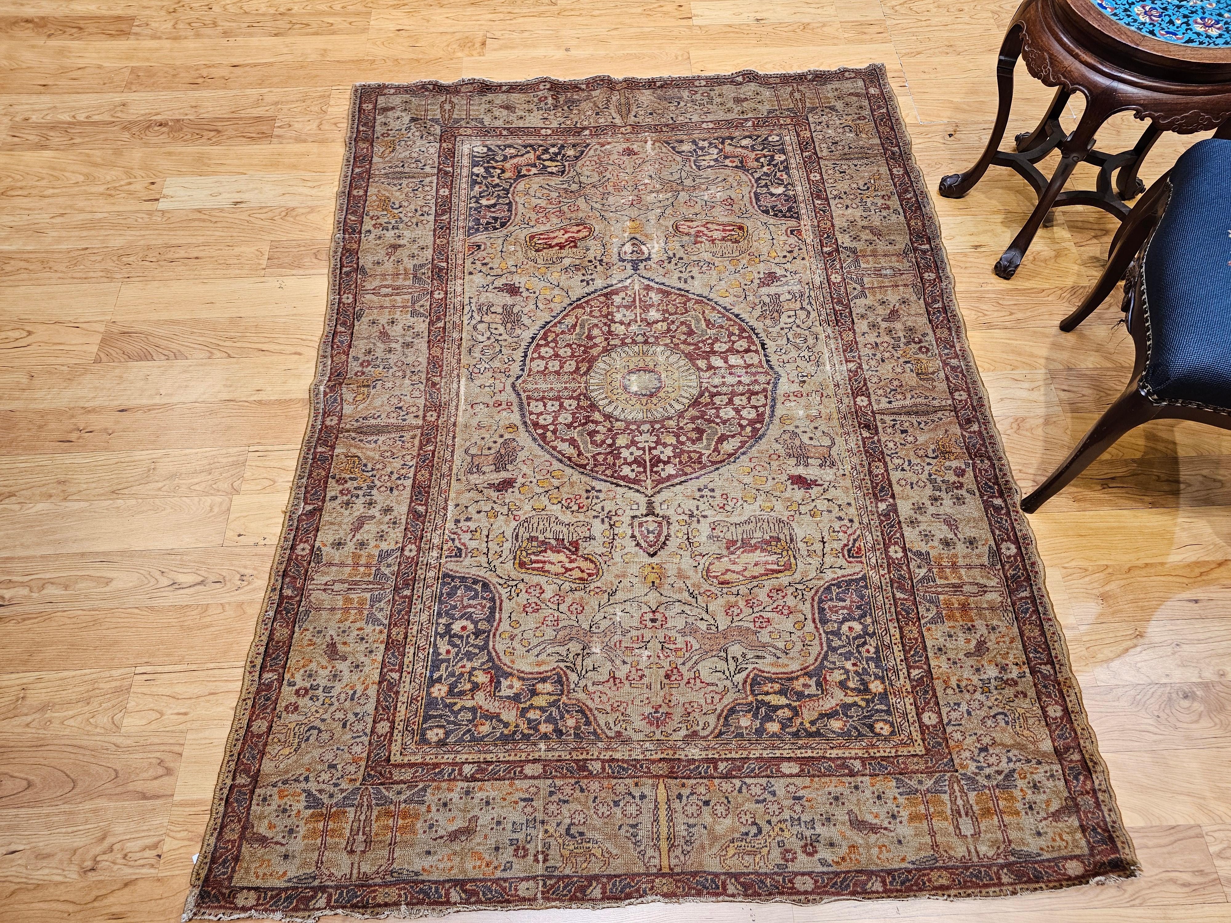 Tapis turc Sivas du XIXe siècle en vert pâle, lavande, bourgogne et jaune en vente 8