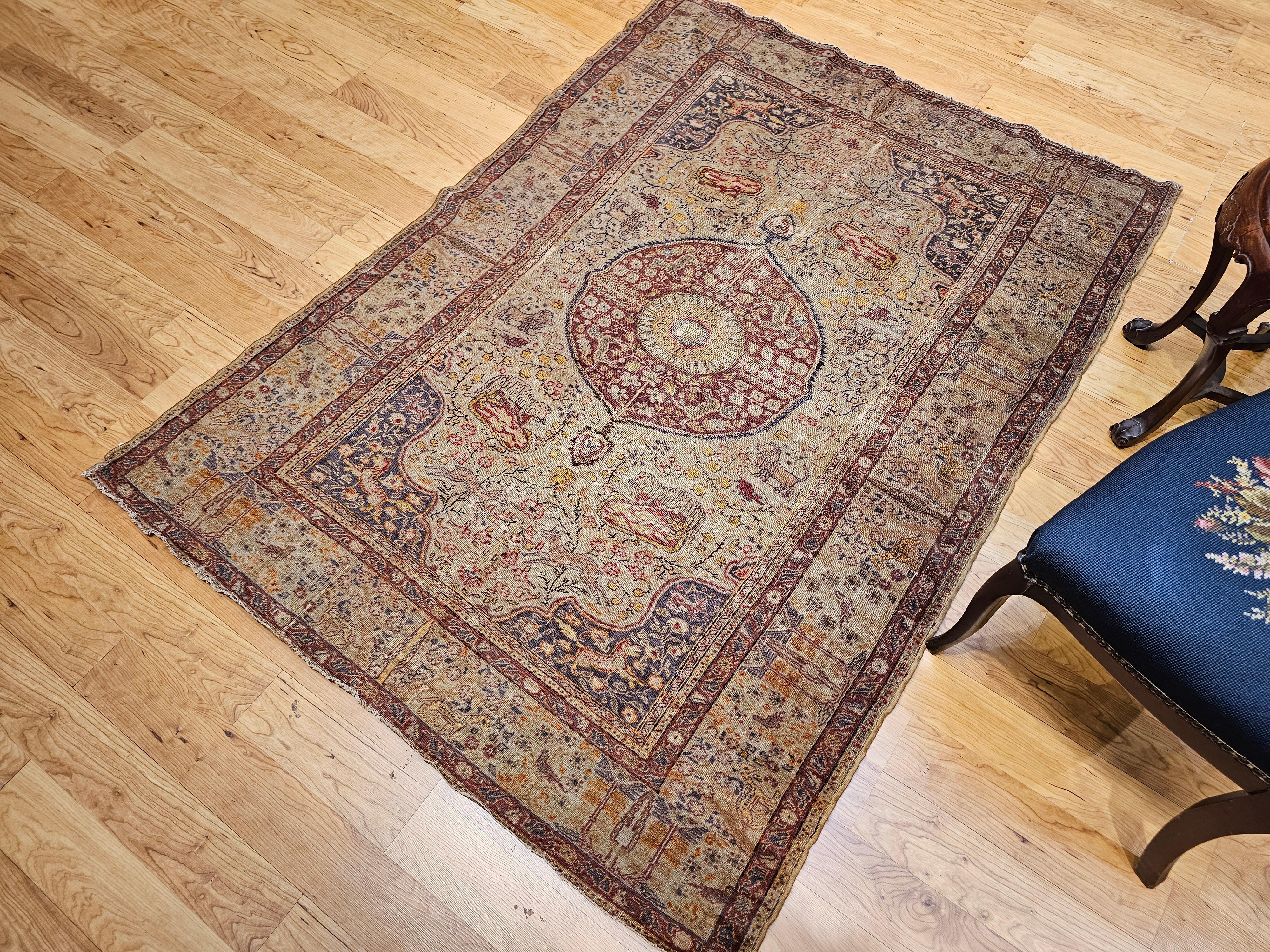 Tapis turc Sivas du XIXe siècle en vert pâle, lavande, bourgogne et jaune en vente 9