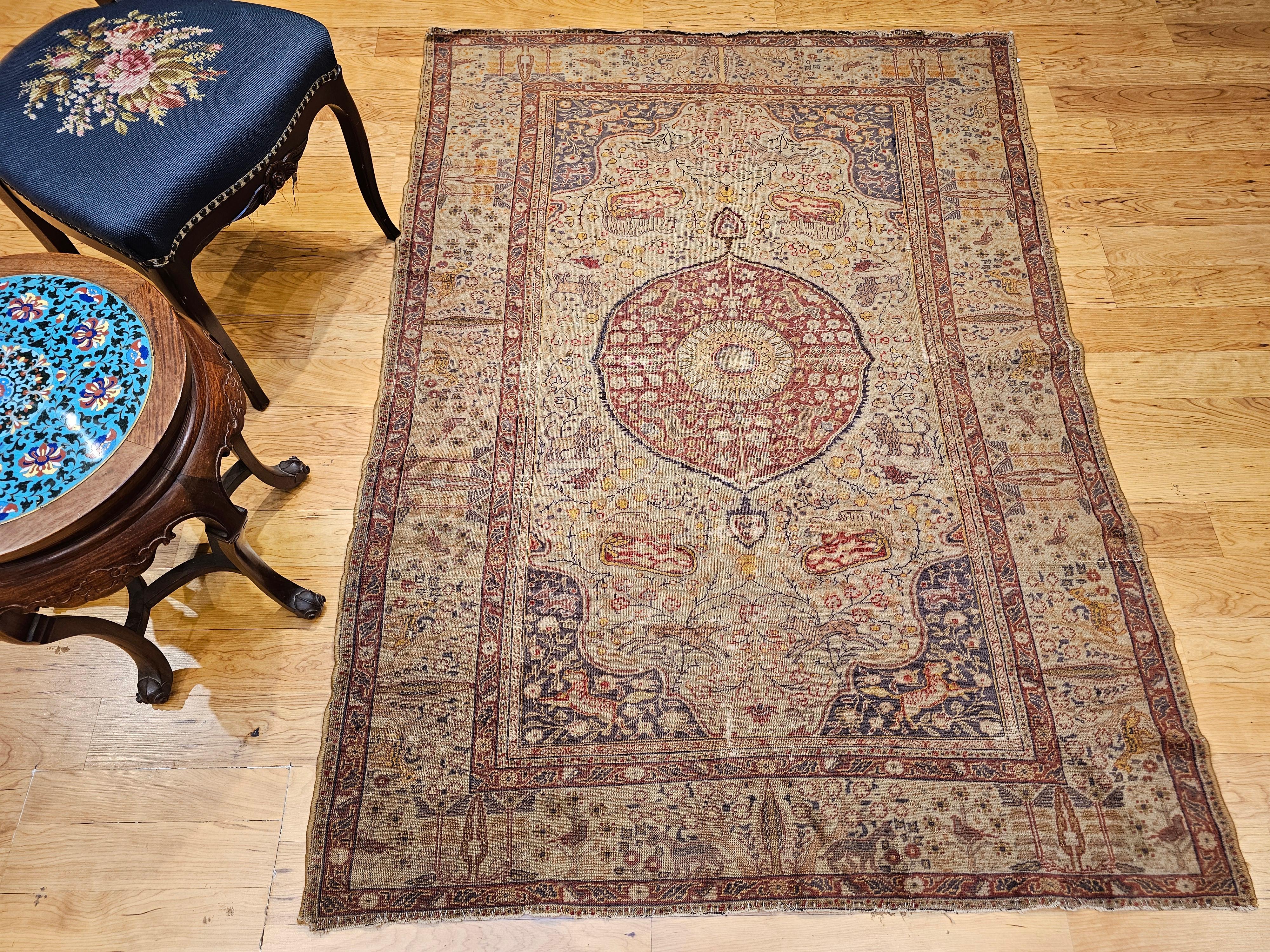 Tapis turc Sivas du XIXe siècle en vert pâle, lavande, bourgogne et jaune en vente 12